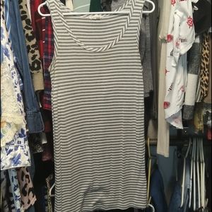 Gray white strip top